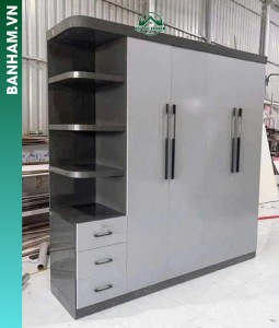 Tủ quần áo 4 cánh kèm kệ trang trí và ngăn kéo Bến Tre