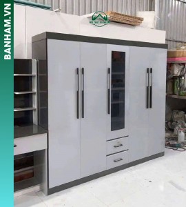 Tủ quần áo 4 cánh kính giữa 2 ngăn kéo Bến Tre