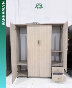 Tủ quần áo 4 cánh nhựa cao cấp vân gỗ hiện đại tại Bến Tre