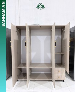 Tủ quần áo 4 cánh nhựa cao cấp vân gỗ hiện đại tại Bến Tre