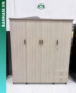 Tủ quần áo 4 cánh nhựa cao cấp vân gỗ hiện đại tại Bến Tre