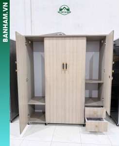 Tủ quần áo 4 cánh nhựa cao cấp vân gỗ hiện đại tại Bến Tre
