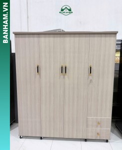 Tủ quần áo 4 cánh nhựa cao cấp vân gỗ hiện đại tại Bến Tre