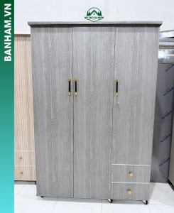 Tủ quần áo 4 cánh nhựa cao cấp vân xám hiện đại tại Bến Tre