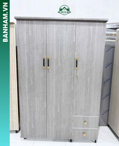Tủ quần áo 4 cánh nhựa cao cấp vân xám hiện đại tại Bến Tre