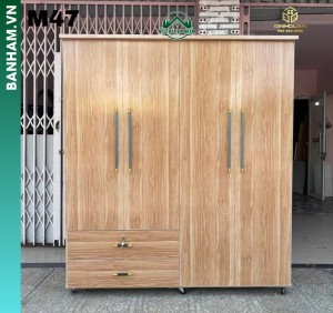 Tủ quần áo 4 cánh vân gỗ M47 2 ngăn kéo Bến Tre
