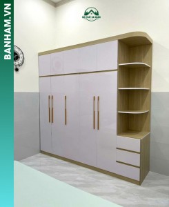 Tủ quần áo 5 cánh kèm kệ góc bo cong Bến Tre