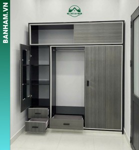 Tủ quần áo cửa lùa 2 cánh vân xám Bến Tre
