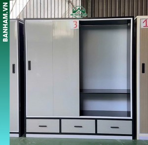 Tủ quần áo cửa lùa 3 cánh trắng 3 ngăn kéo Bến Tre