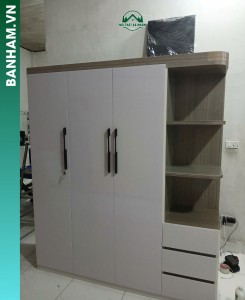 Tủ quần áo gỗ công nghiệp 3 cánh kệ hông Bến Tre
