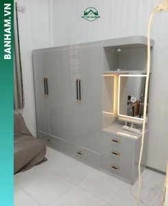 Tủ quần áo gỗ công nghiệp 4 cánh bàn trang điểm Bến Tre