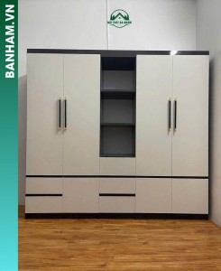 Tủ quần áo gỗ công nghiệp 6 cánh kệ giữa Bến Tre