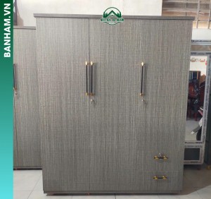 Tủ quần áo MDF vân xám hiện đại
